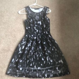 Black & grey fit & flare dress